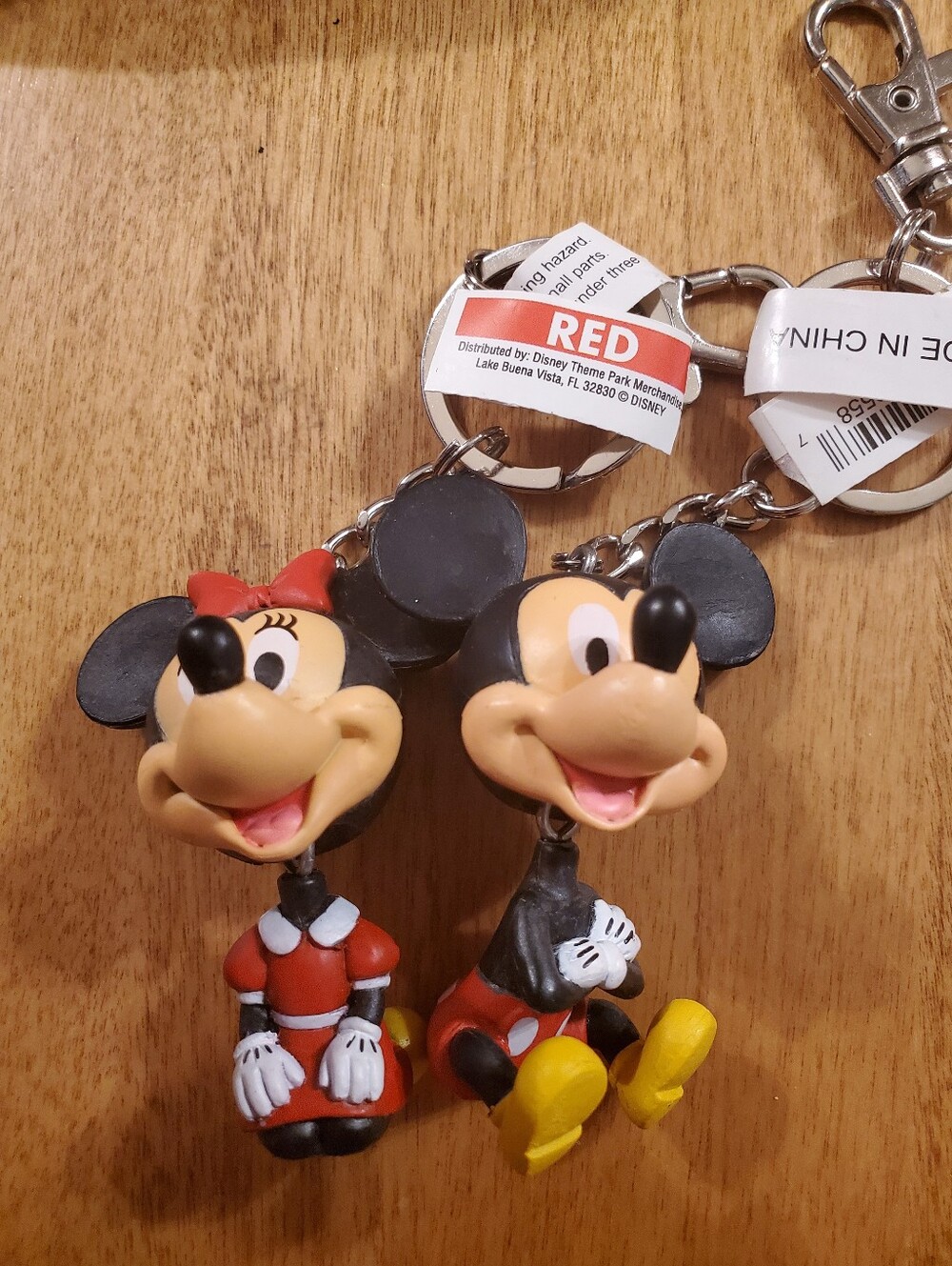 Vintage Disney Applause PVC Mickey and Minnie Mouse Keychains Lot of 2
